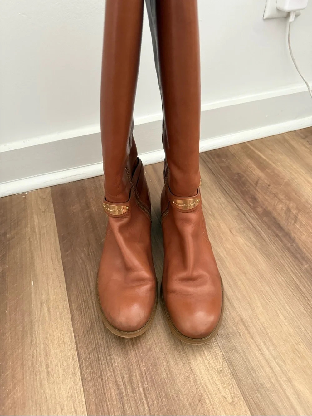 Michael Kors Tall Leather Over-the-Knee Boots in Cognac Brown